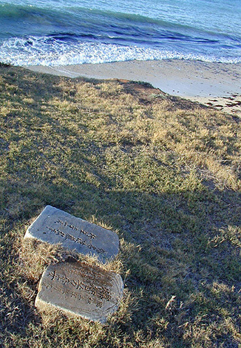 tombstones imbedded in the grass